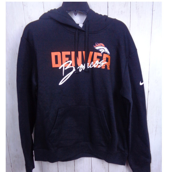 NFL Nike Denver Broncos Logo Fleece‎ Pullover Hoodie Black Womens Size Small - Picture 1 of 6